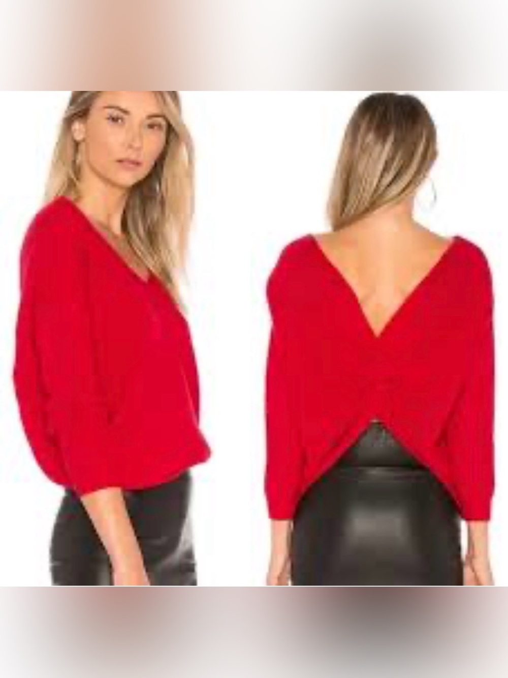 Majorelle Red V-Neck Twist-Back Women's Sweater